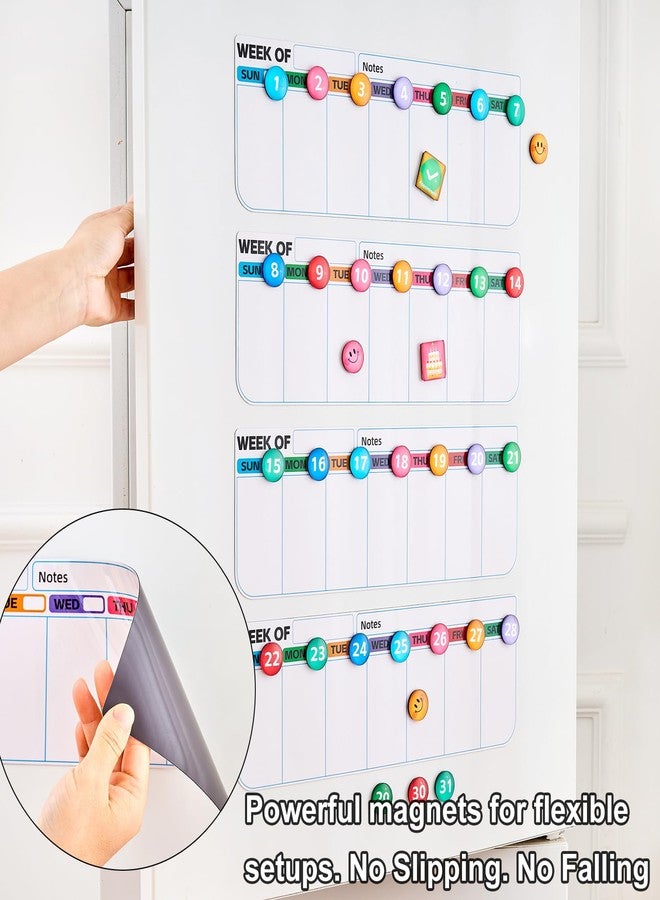 MANWU 4 pack weekly fridge calendar Magnet rotate by week,reusable rotating Dry Erase calendar Planner magnetic to keep track of work and school schedules,13.9 x 4.9 inch - Image 4