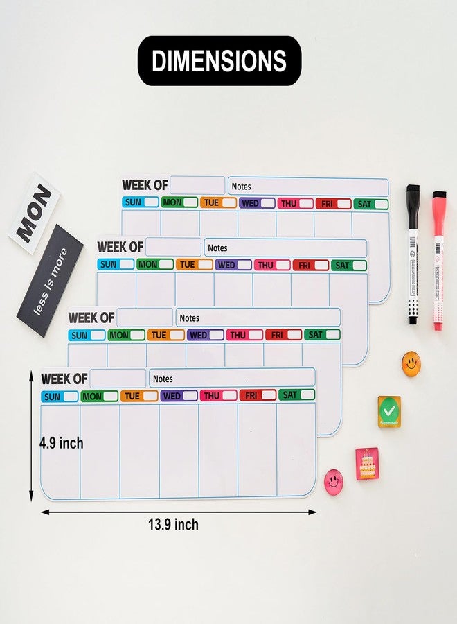 MANWU 4 pack weekly fridge calendar Magnet rotate by week,reusable rotating Dry Erase calendar Planner magnetic to keep track of work and school schedules,13.9 x 4.9 inch - Image 5