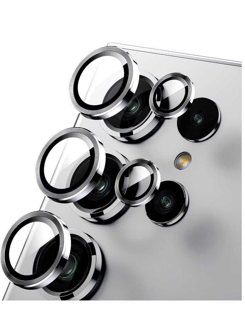 ELTRAZONE Samsung Galaxy S24 Ultra Camera Lens Protector, Ultra Thin Scratch Resistant 9H Tempered Glass with Aluminum Metal Circle Camera Screen Protector Cover Accessories, Silver - Image 1