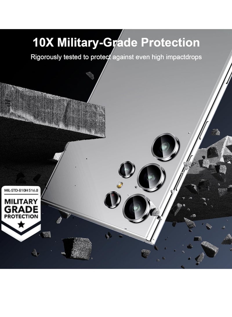 ELTRAZONE Samsung Galaxy S24 Ultra Camera Lens Protector, Ultra Thin Scratch Resistant 9H Tempered Glass with Aluminum Metal Circle Camera Screen Protector Cover Accessories, Silver - Image 4