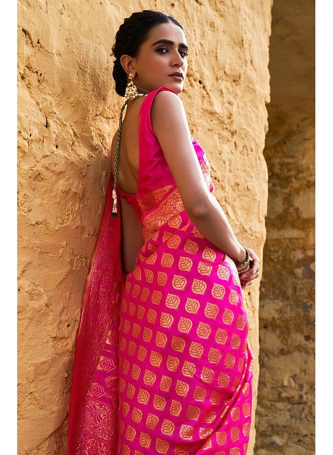 Janasya Janasya Women's Silk Saree (SAR240_Rani Pink) - Image 5