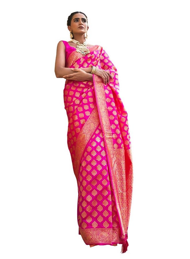 Janasya Janasya Women's Silk Saree (SAR240_Rani Pink) - Image 1