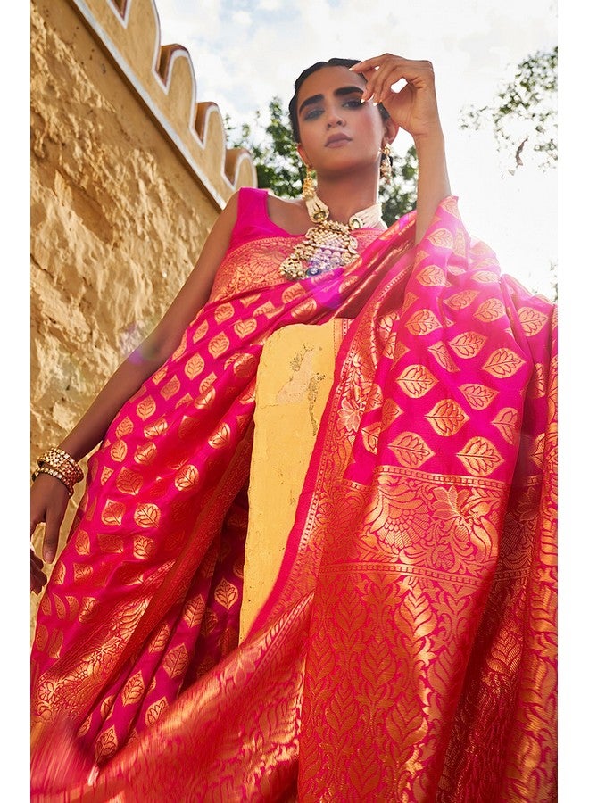 Janasya Janasya Women's Silk Saree (SAR240_Rani Pink) - Image 4