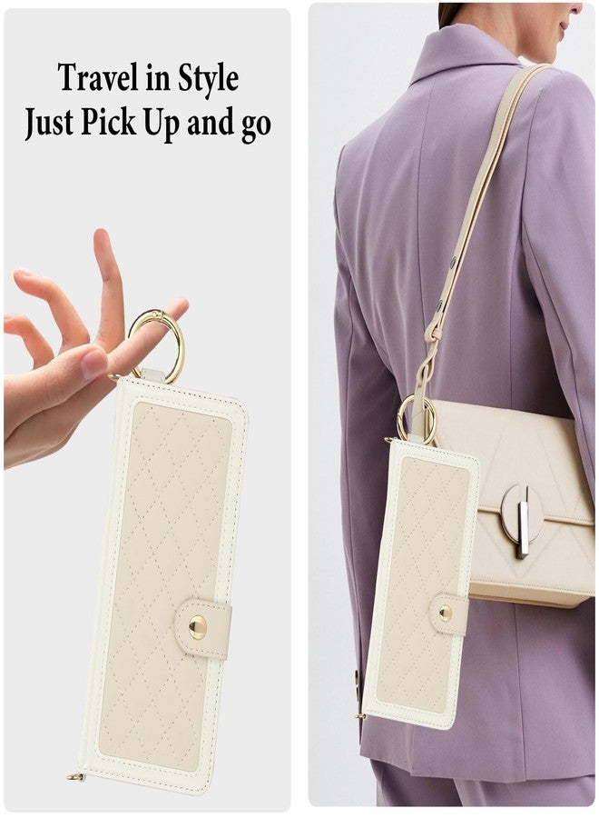 أسو ويش جراب هاتف Asuwish لهاتف سامسونج جالاكسي زد فولد 6 5G 2024، غطاء محفظة مع حامل قلم S Pen وحزام كتف، فتحة لبطاقات الائتمان، حامل، حجب RFID، مناسب للرجال والنساء، لون بيج. - Image 5