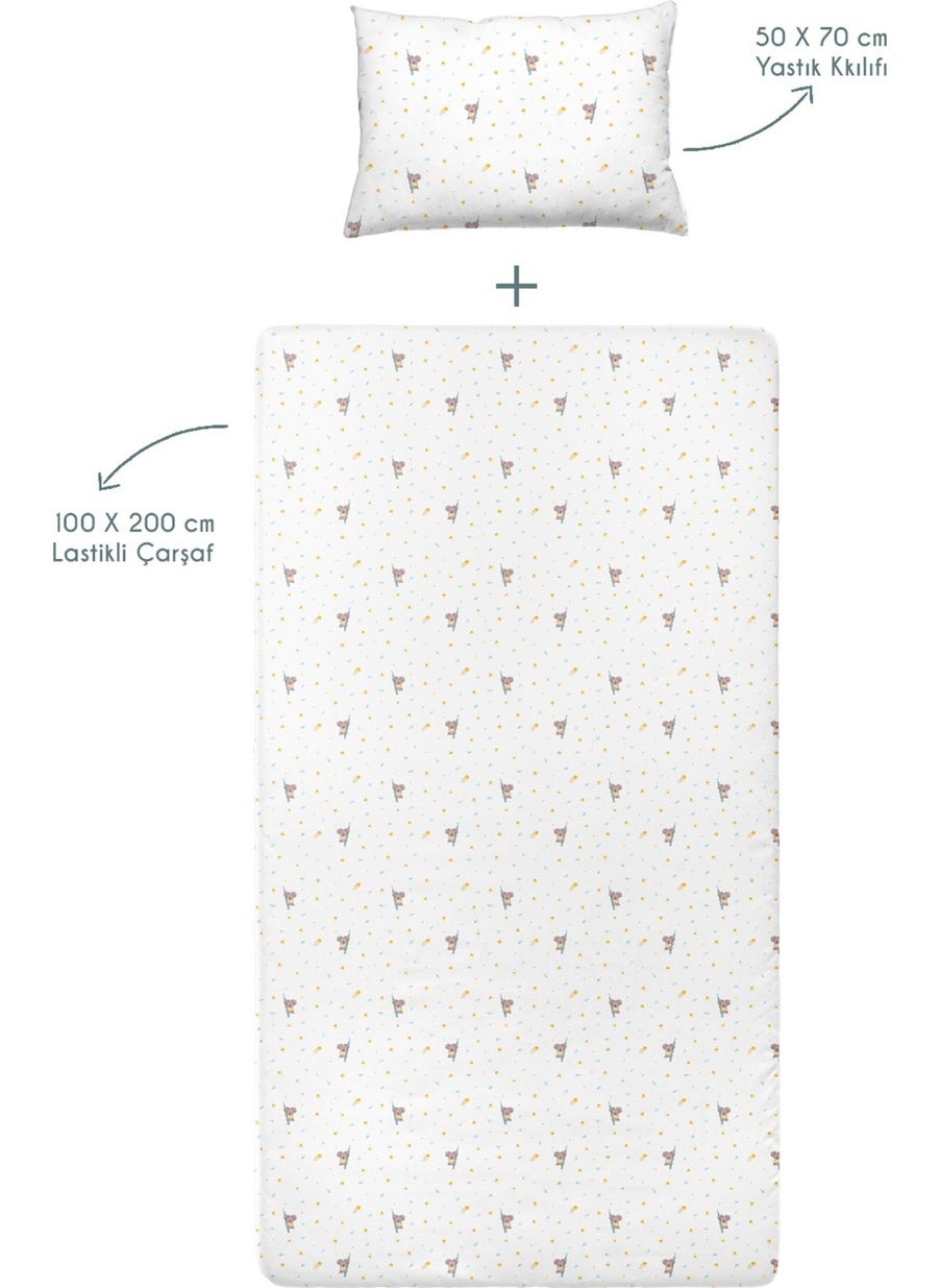Casadora Baby Koko 100% Cotton Satin Fitted Sheet Set-100X200X30+50X70CM  - Image 5