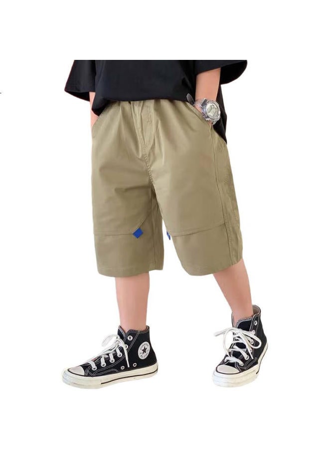 Zuoxi Boys' Workwear Shorts Summer New Casual Children'S Five-Point Shorts Summer Mid-Length Pants Khaki Color 110 - Image 3