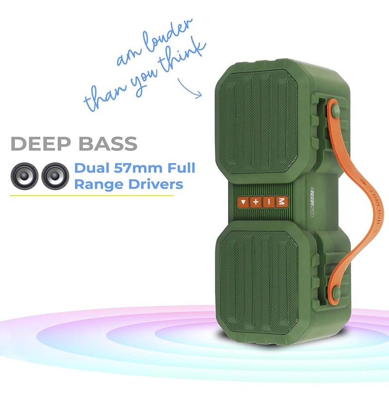 ZEBRONICS Zeb-Sound Feast 50 Wireless Bluetooth 14W Rugged Finish Portable Speaker with Supporting Dual Drivers, Handy Strap, Mobile Holder, USB, SD Card, AUX, FM, TWS & Call Function. (Green) - Image 2