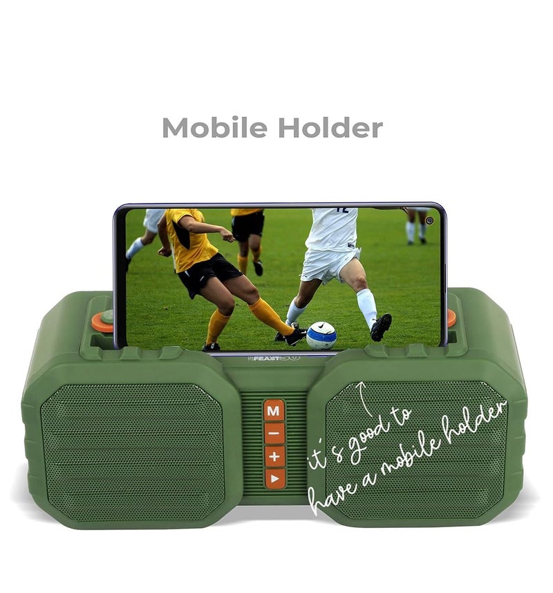 ZEBRONICS Zeb-Sound Feast 50 Wireless Bluetooth 14W Rugged Finish Portable Speaker with Supporting Dual Drivers, Handy Strap, Mobile Holder, USB, SD Card, AUX, FM, TWS & Call Function. (Green) - Image 3