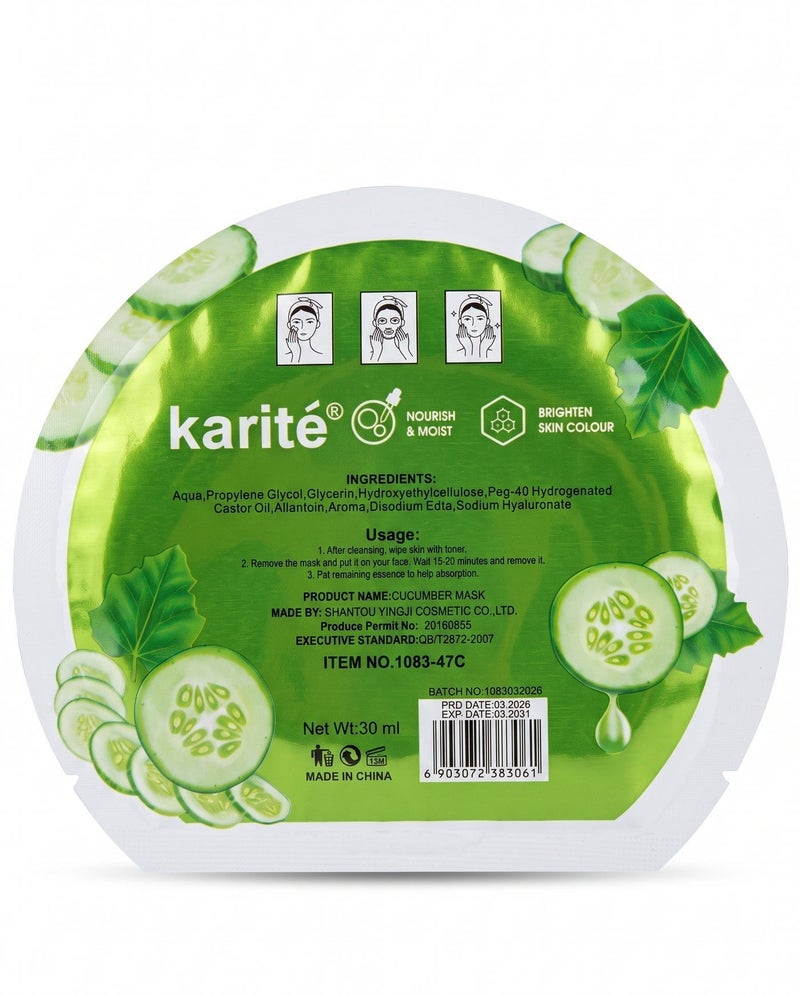 Karite Cucumber Natural Essence Soothing Sheet Mask 30ml - Image 2