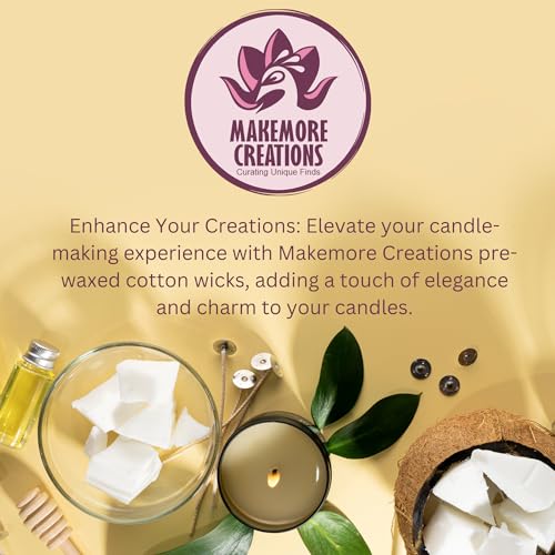 Makemore Creations Candle Wicks for Candle Making - 300 Piece 3-5-7 Inches Pre-Waxed Cotton Wicks Combo with Metal Sustainer for Christmas and Diwali Celebration - Image 4