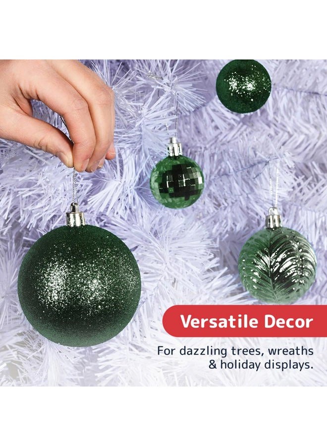 Prextex Christmas Tree Ornaments - Emerald Green Christmas Ball Ornaments Set for Christmas, Holiday, Wreath & Party Decorations (36 pcs - Small, Medium, Large) Shatterproof, 3 Size Combo - Image 4