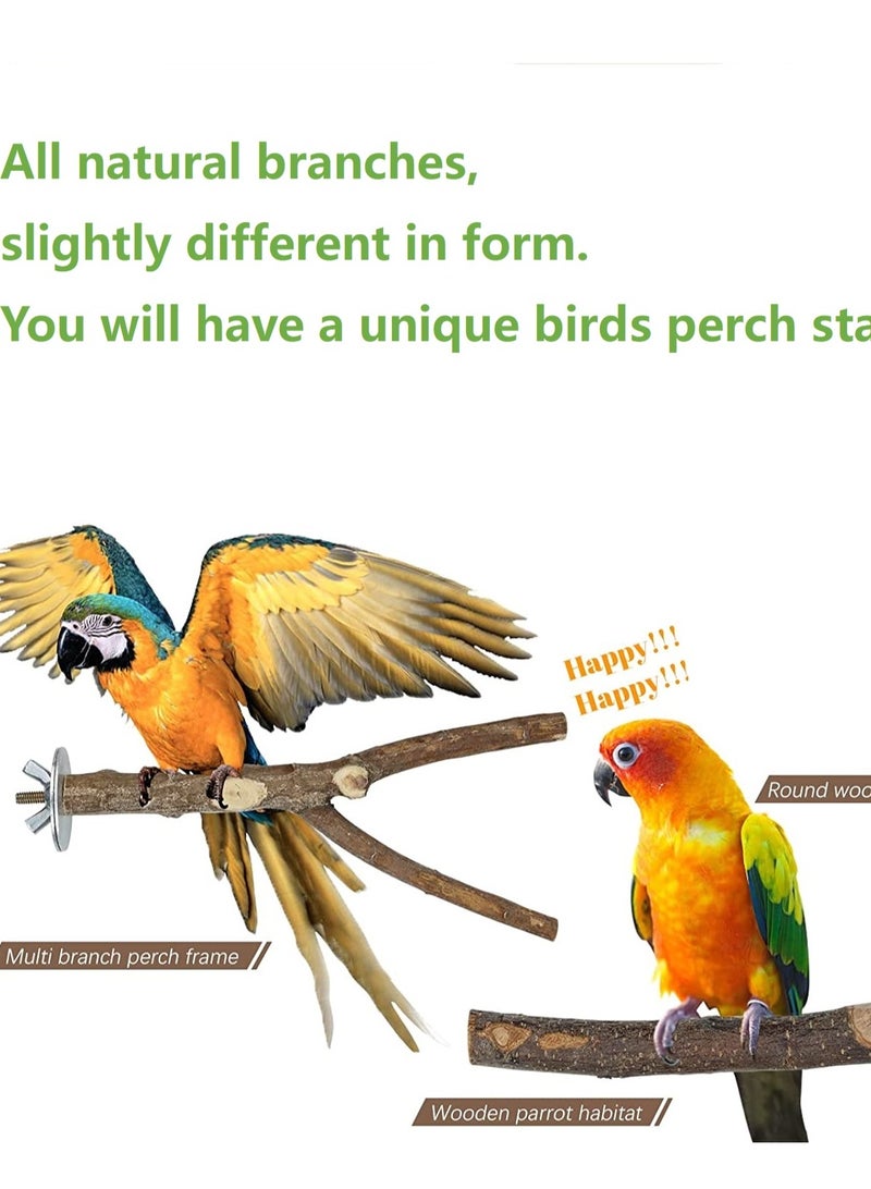 GUDOO 4 قطع من الخشب الطبيعي للطيور، حامل على شكل حرف Y، فروع خشبية، حامل قفص الطيور، ألعاب خشبية طبيعية، ملحقات قفص الطيور الصغيرة والمتوسطة للببغاوات والببغاء - Image 3