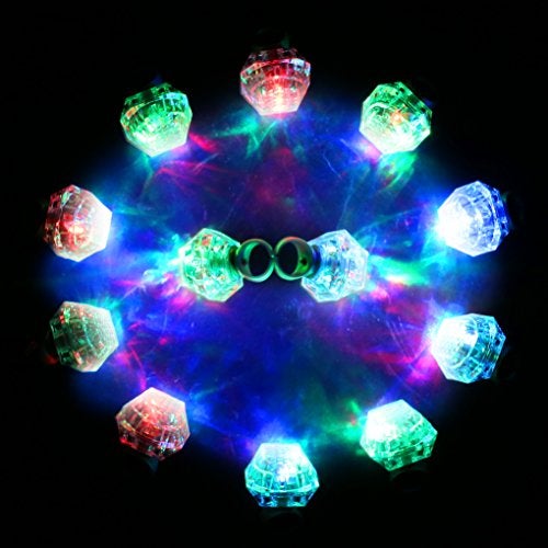 Konsait Flashing Led Light up Rings Bachelorette Party Favors Toys Grow in The Dark Party Suppiles Diamond Bling Rings for Birthday Weddings Bridal Shower Decorations (13pcs) - Image 4