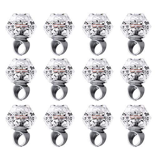 Konsait Flashing Led Light up Rings Bachelorette Party Favors Toys Grow in The Dark Party Suppiles Diamond Bling Rings for Birthday Weddings Bridal Shower Decorations (13pcs) - Image 1