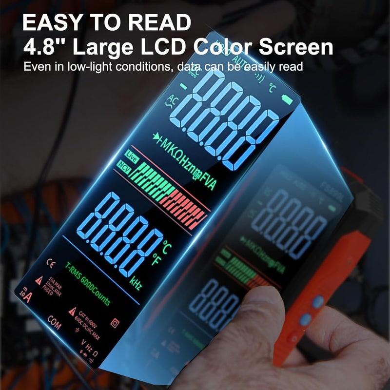 FS899L USB C Rechargeable Digital Multimeter with Backlit Display for Voltage Current Capacitance - Image 4