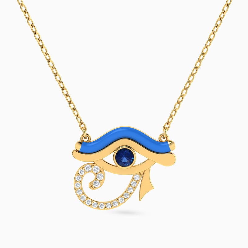  إنستايل من لازوردي انستايل سلسلة ذهب عين عيار 14 قيراط مطلية بالمينا ومزينة بالأحجار الملونة - Image 1