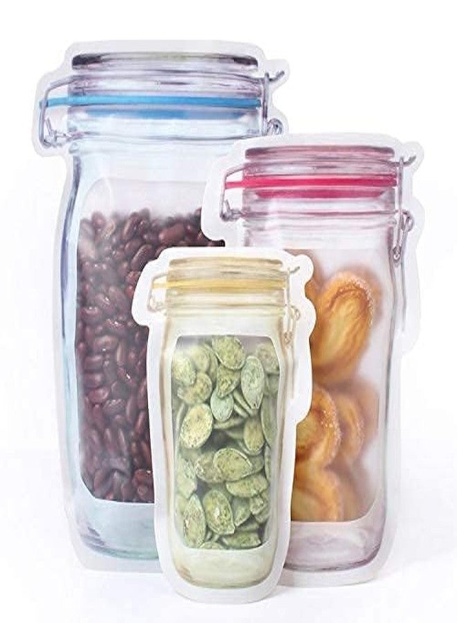 ISTORE 3Pcs Jar Set Ziplock Bags for Fridge Storage, Bottle Shape Storage Pouch, Mason Jar Bottle Bags Plastic Storage Pouch, Multicolor 1000 ml, 500 ml, 150 ml Zip Lock - Image 3