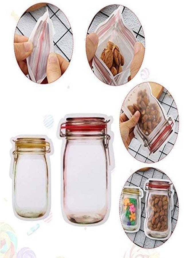ISTORE 3Pcs Jar Set Ziplock Bags for Fridge Storage, Bottle Shape Storage Pouch, Mason Jar Bottle Bags Plastic Storage Pouch, Multicolor 1000 ml, 500 ml, 150 ml Zip Lock - Image 2