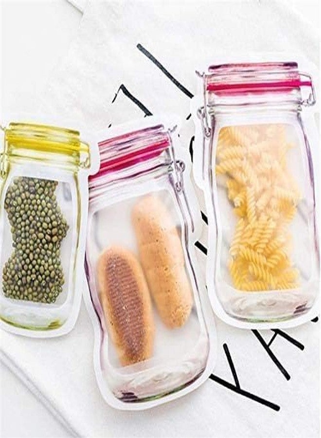 ISTORE 3Pcs Jar Set Ziplock Bags for Fridge Storage, Bottle Shape Storage Pouch, Mason Jar Bottle Bags Plastic Storage Pouch, Multicolor 1000 ml, 500 ml, 150 ml Zip Lock - Image 1