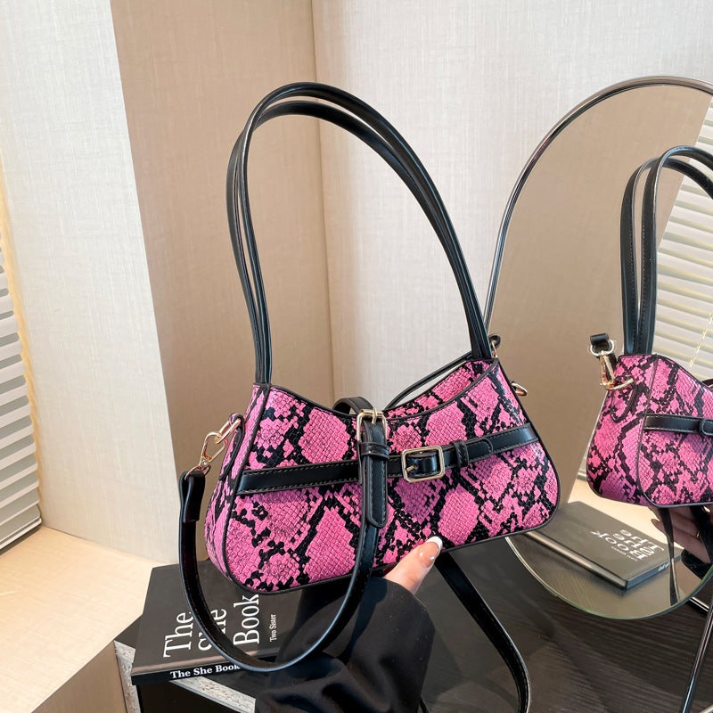 2025 Spring New Bag Style Snakeskin Underarm Bag Women'S Fashionable Simple Shoulder Crossbody Bag - Image 2