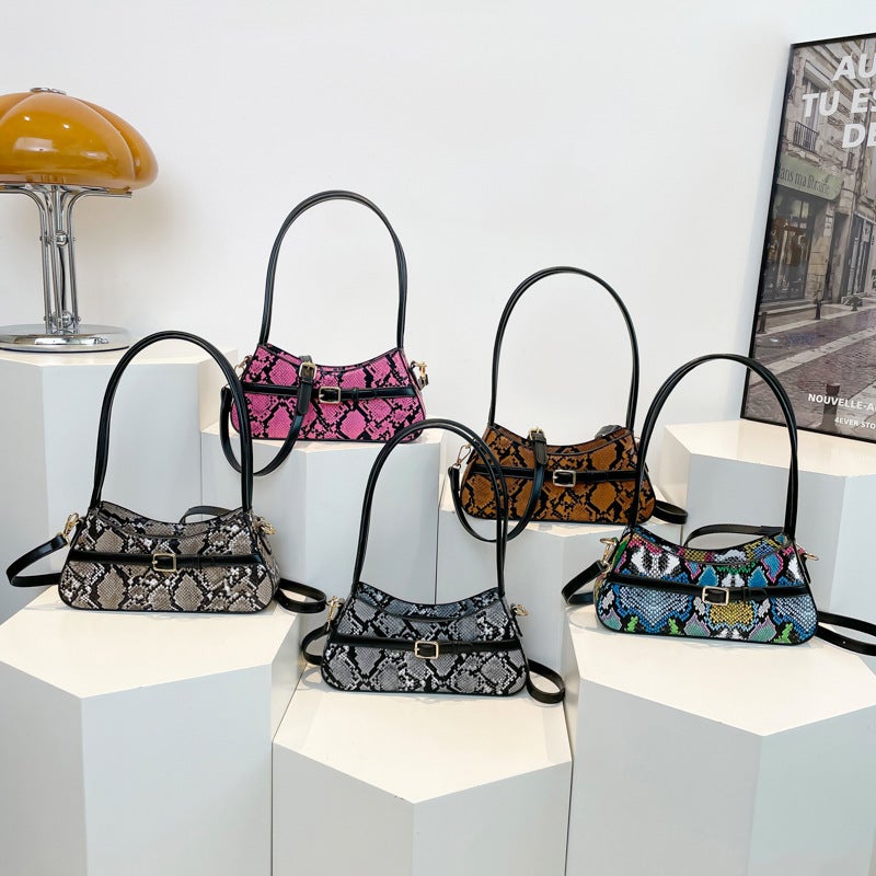 2025 Spring New Bag Style Snakeskin Underarm Bag Women'S Fashionable Simple Shoulder Crossbody Bag - Image 4
