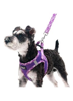 PUPTECK PUPTECK Dog Harness and Leash Set for Small Medium Dogs No Pull Step-in Soft Mesh Puppy Cat Vest Harnesses Reflective at Night, Purple S  - Image 1