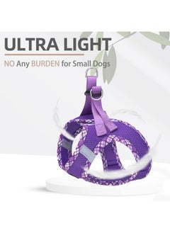 PUPTECK PUPTECK Dog Harness and Leash Set for Small Medium Dogs No Pull Step-in Soft Mesh Puppy Cat Vest Harnesses Reflective at Night, Purple S  - Image 3