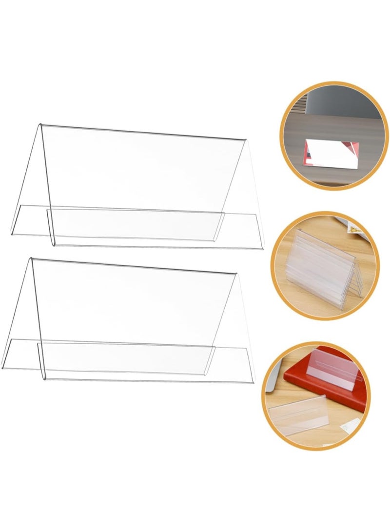 FAYET 5 Pack Acrylic Desk Name Plate Holders, Double-Sided Clear V-Shape Sign Stands for Office, Conferences, School, Events (8×15 cm) - Image 3