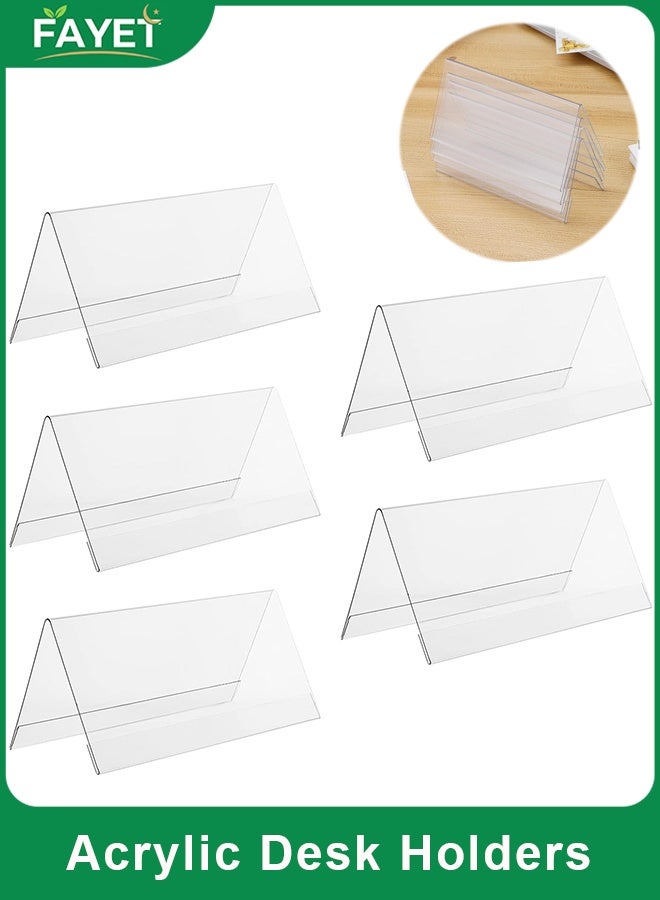 FAYET 5 Pack Acrylic Desk Name Plate Holders, Double-Sided Clear V-Shape Sign Stands for Office, Conferences, School, Events (8×15 cm) - Image 1