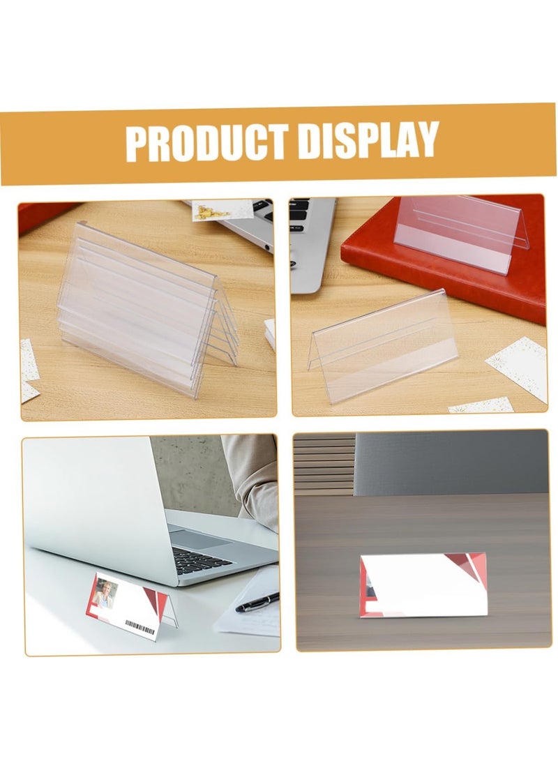 FAYET 5 Pack Acrylic Desk Name Plate Holders, Double-Sided Clear V-Shape Sign Stands for Office, Conferences, School, Events (8×15 cm) - Image 2