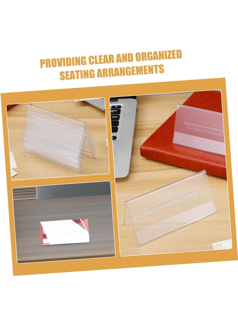 FAYET 5 Pack Acrylic Desk Name Plate Holders, Double-Sided Clear V-Shape Sign Stands for Office, Conferences, School, Events (8×15 cm) - Image 4