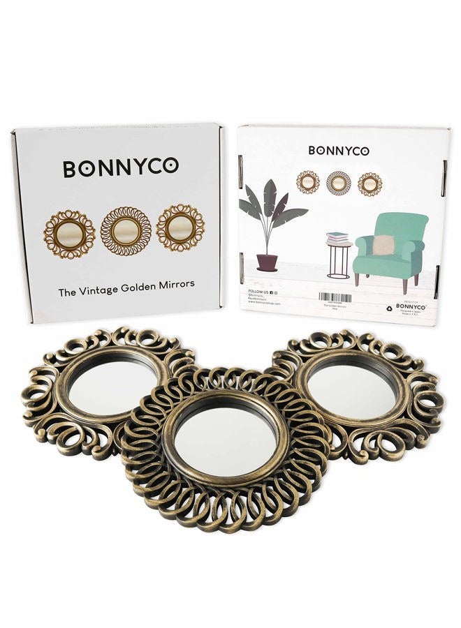 BONNYCO Decorative Wall Mirrors Pack of 3 Ideal Decorative Mirrors for Home, Bedroom and Living Room | Round Wall Mirrors Original Gifts for Women | Wall Decoration - Image 2