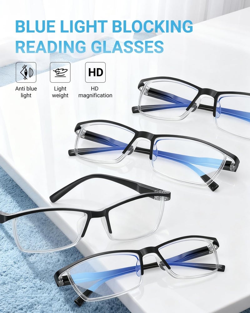 LUFF 4Pcs Anti-Blue-ray Reading Glasses Portable Ultra-Light Readers (1.25X) - Image 3