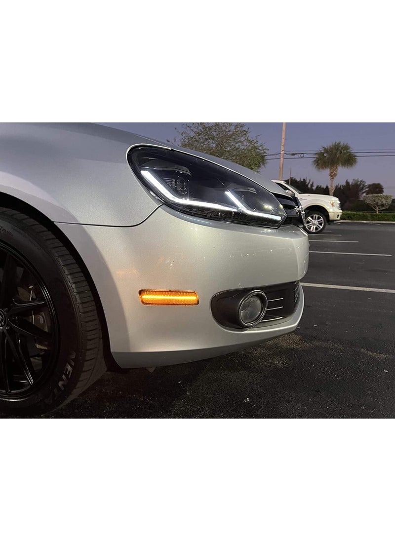 iJDMTOY iJDMTOY Smoked Lens Amber Full LED Bumper Side Marker Light Kit Compatible With Volkswagen: 2010-2014 MK6 Golf Hatchback, Jetta Sportwagen, Powered by 40-SMD LED, Replace OEM Amber Sidemarker Lamps  - Image 5