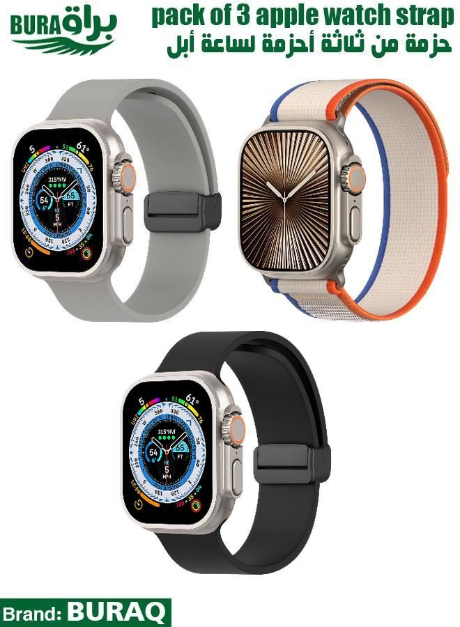 BURAQ Apple Watch Band Strap For Apple Watch Ultra 2/Ultra 49mm, Series 10 46mm, 9/8/7 45mm, SE2/SE/6/5/4 44mm, 3/2/1 42mm 