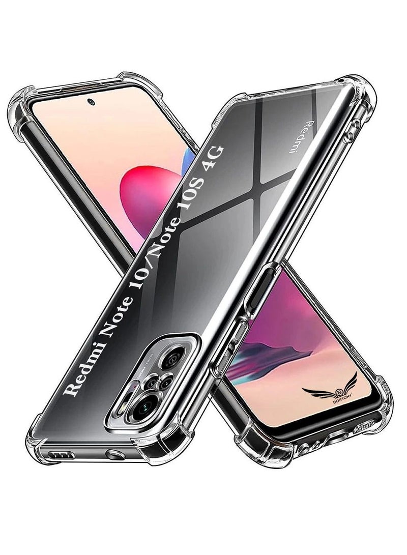 BORTONY Xiaomi Redmi Note 10/10S 4G Case Transparent Anti Scratch Case Shock Absorbent TPU Protective Clear Back Cover with Corner Bumper Protection - Image 1