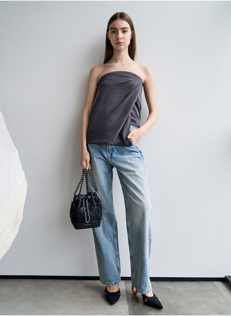Charles & Keith Julia Quilted Two-Way Bucket Bag  - Image 3