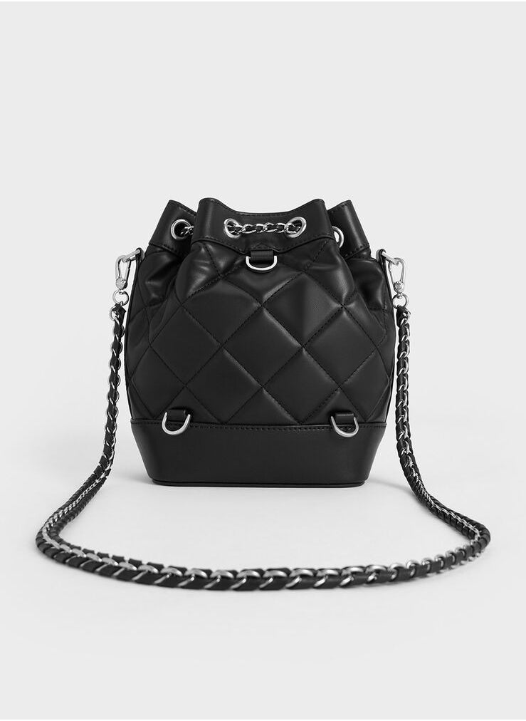 Charles & Keith Julia Quilted Two-Way Bucket Bag  - Image 4