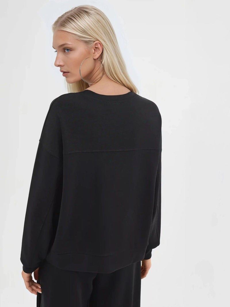 BUSEM Relaxed Fit Crew Neck Modal Sweatshirt - Image 3