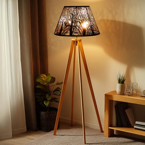 ALUCSET Medium Lamp Shade, ALUCSET Barrel Metal Lampshade with Pattern of Trees Lampshade for Table Lamp, 7x13x7.8 inch, Metal Lampshades, Spider - Image 3