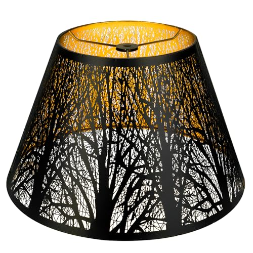 ALUCSET Medium Lamp Shade, ALUCSET Barrel Metal Lampshade with Pattern of Trees Lampshade for Table Lamp, 7x13x7.8 inch, Metal Lampshades, Spider - Image 1