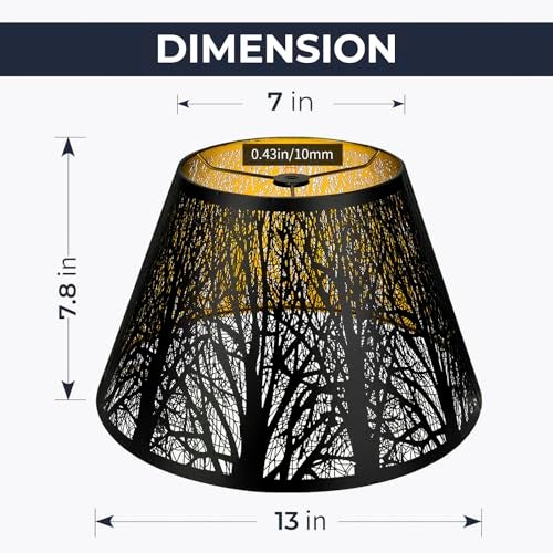 ALUCSET Medium Lamp Shade, ALUCSET Barrel Metal Lampshade with Pattern of Trees Lampshade for Table Lamp, 7x13x7.8 inch, Metal Lampshades, Spider - Image 4