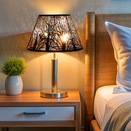 ALUCSET Medium Lamp Shade, ALUCSET Barrel Metal Lampshade with Pattern of Trees Lampshade for Table Lamp, 7x13x7.8 inch, Metal Lampshades, Spider - Image 2