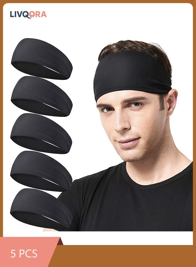 ليفقورا 5 قطع من عصابات الرأس للرجال والنساء، عصابات رياضية للركض، ركوب الدراجات، كرة السلة، اليوغا، والتمارين الرياضية، مرنة للجنسين - Image 1