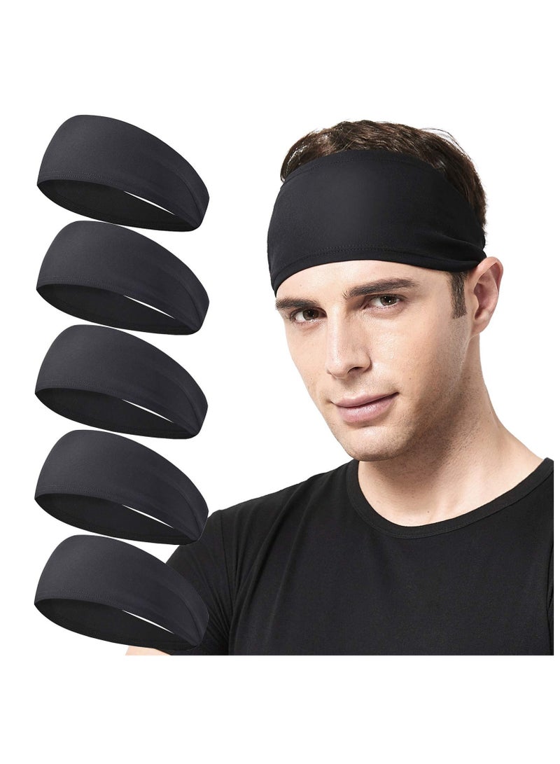 Generic 5Pack Mens Women Running Headband,Mens Sweatband Sports Headband for Running,Cycling,Basketball,Yoga,Fitness Workout Stretchy Unisex Hairband  - Image 1