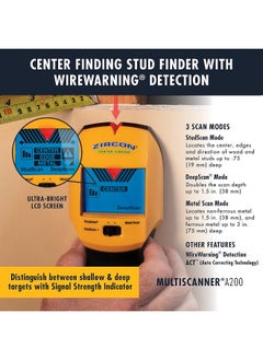 Zircon Zircon Multiscanner A200 Electronic Wall Scanner/Metal Detector/Live AC Wire Detection With SpotLite Pointer  - Image 3
