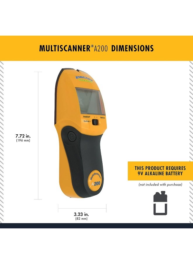 Zircon - Zircon Multiscanner A200 Electronic Wall Scanner/Metal Detector/Live AC Wire Detection With SpotLite Pointer - Image 1