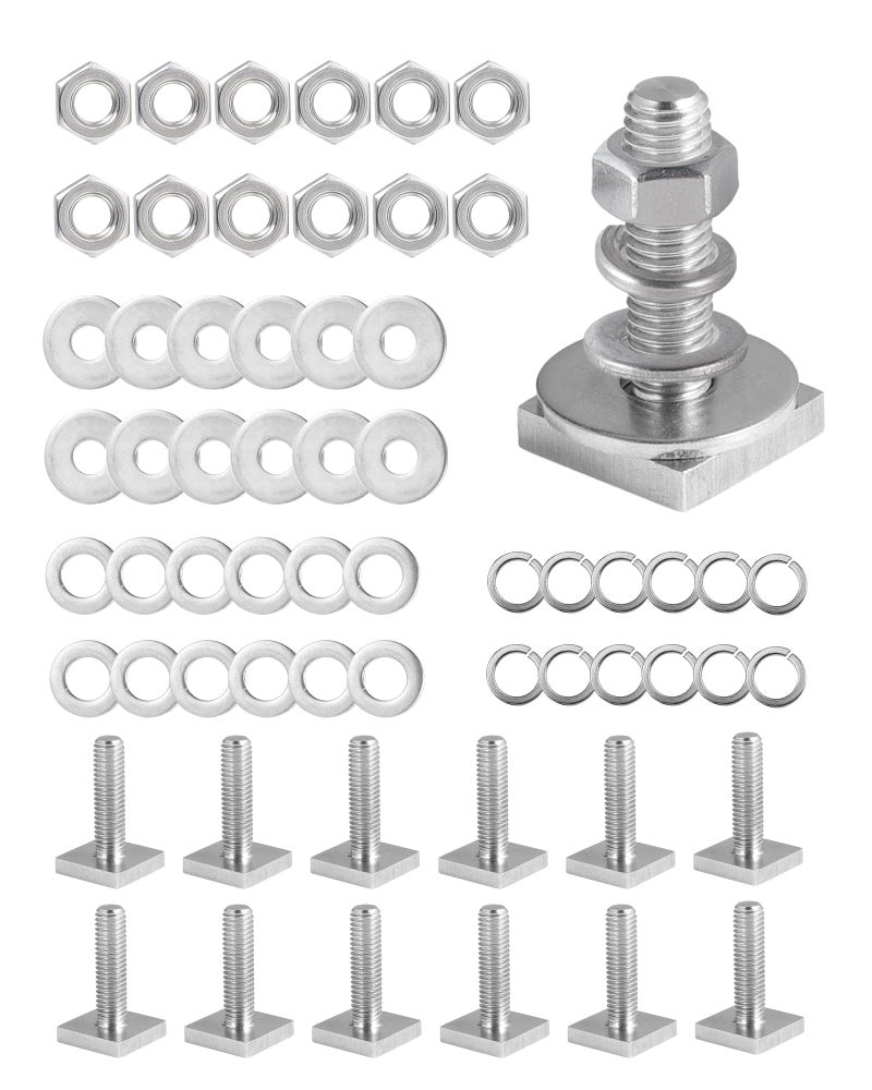 moroinriz T Slot Bolts for Roof Rack Cross Bars, Platform, Cargo Basket, Stainless Square T Track Bolt Adapter to Secure Bike/Ski/Kayak Rack, Solar Panel, Awning, M8x30mm, 4mm Thickness - Image 1
