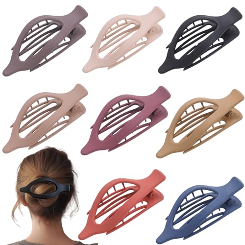 CENTSTAR 8 Pack Flat Hair Clips for Women,Matte No Crease Flat Claw Clips, Large Strong Hold Barrettes for Thick & Thin Hair, French Duckbill Styling Accessories - Image 1