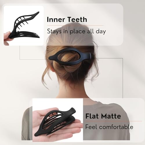 CENTSTAR 8 Pack Flat Hair Clips for Women,Matte No Crease Flat Claw Clips, Large Strong Hold Barrettes for Thick & Thin Hair, French Duckbill Styling Accessories - Image 3